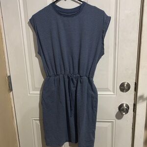 a new day Navy & White Striped Drawstring Waist Mini Dress